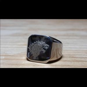 Etched Wolf ring size 12.